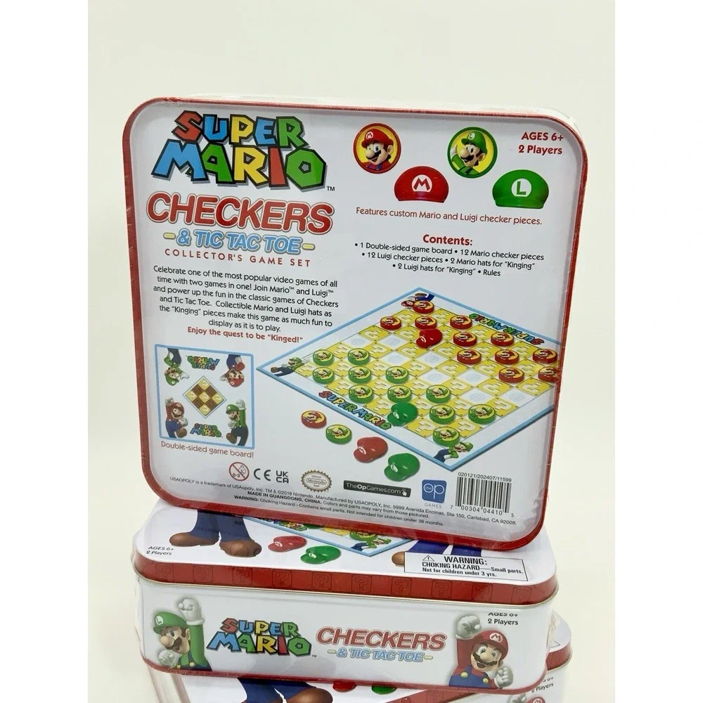 Super Mario Checkers & Tic Tac Toe Combo in Tin 2018 Date Nintendo Fun Gift - Picture 3 of 7